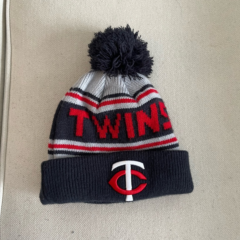 Minnesota Twins Pom Beanie Hat - Navy, Red, Gray